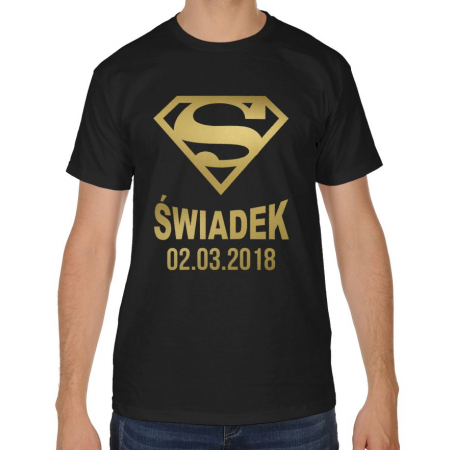 Koszulka dla świadka złoty nadruk Super świadek + data